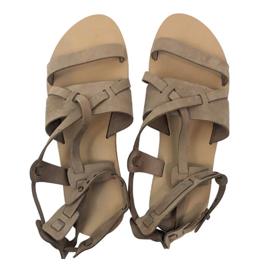 Valia Gabriel Leather Strappy Sandals Anthropologie Womens 39 Hand Made Tan - Picture 12 of 12